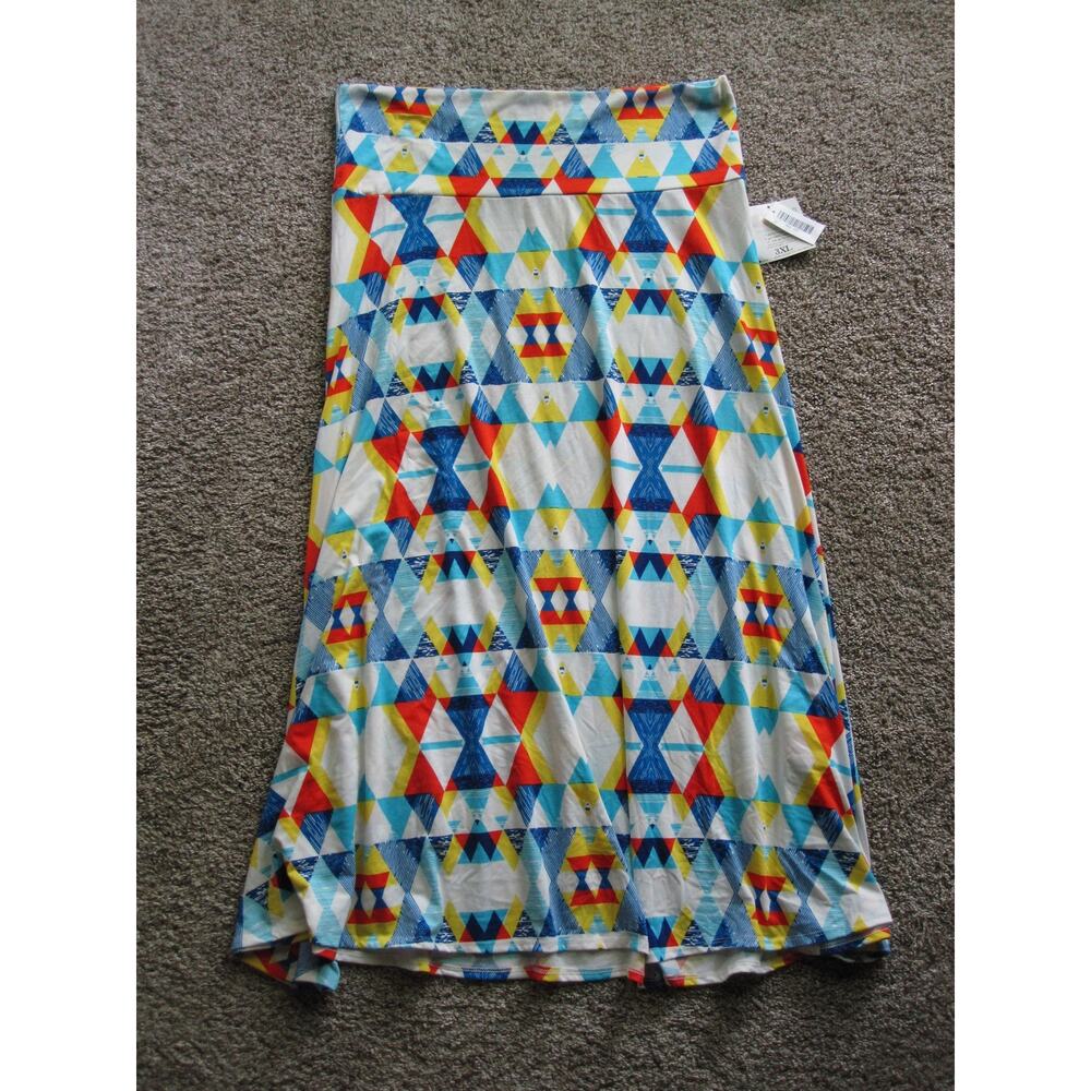 NEW LuLaRoe MAXI Long SKIRT WOMENS Plus size 3XL White Blue Stretch Soft‎ Comfy